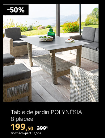 Table de jardin rectangulaire Polynésia Havane