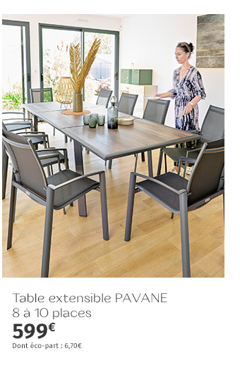 Table de jardin extensible Pavane Pécan & Graphite