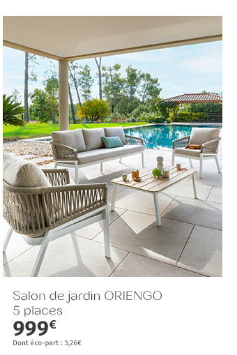 Salon de jardin Oriengo Taupe & Blanc