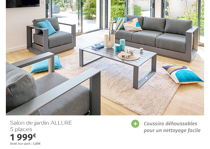 Salon de jardin Allure Graphite & Gris zebrano