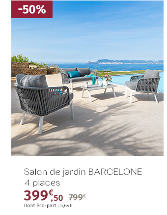 Salon de jardin Barcelone Granit & Blanc