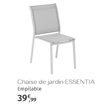 Chaise de jardin empilable Essentia Galet & Blanc