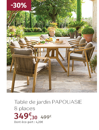 Table de jardin rectangulaire Papouasie Acacia