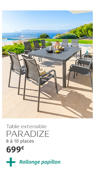 Table de jardin extensible carrée PARADIZE Graphite