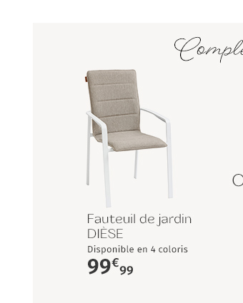 Fauteuil de jardin empilable DIESE Badiane & Blanc