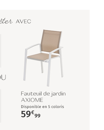 Fauteuil de jardin empilable AXIOME Noisette & Blanc