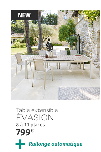 Table de jardin extensible ÉVASION Effet bois Lin & Argile