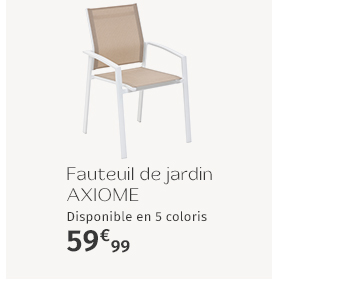 Fauteuil de jardin empilable AXIOME Lin & Blanc