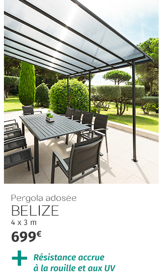 Pergola adossée BELIZE Graphite