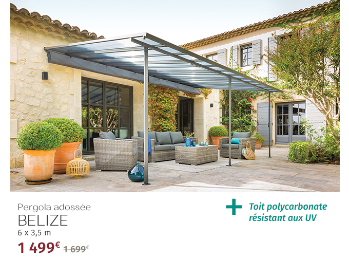 Pergola adossée BELIZE Graphite