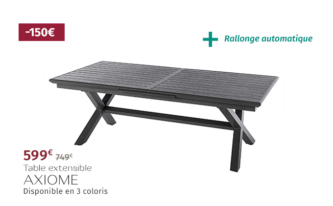 Table de jardin extensible AXIOME Ardoise granitée