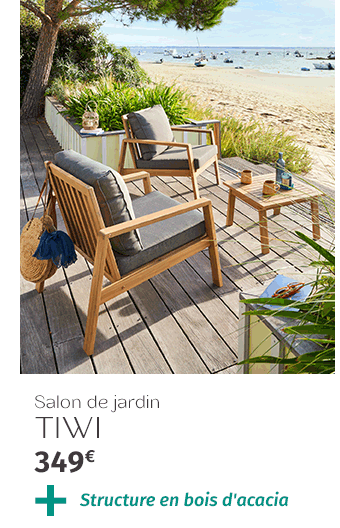 Salon de jardin TIWI Carbone & Acacia