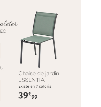 Chaise de jardin empilable ESSENTIA Vert olive & Graphite