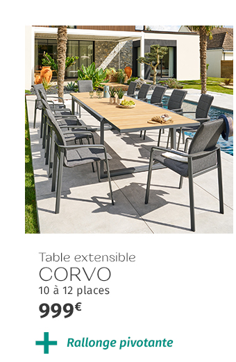 Table de jardin extensible CORVO Acacia & Graphite