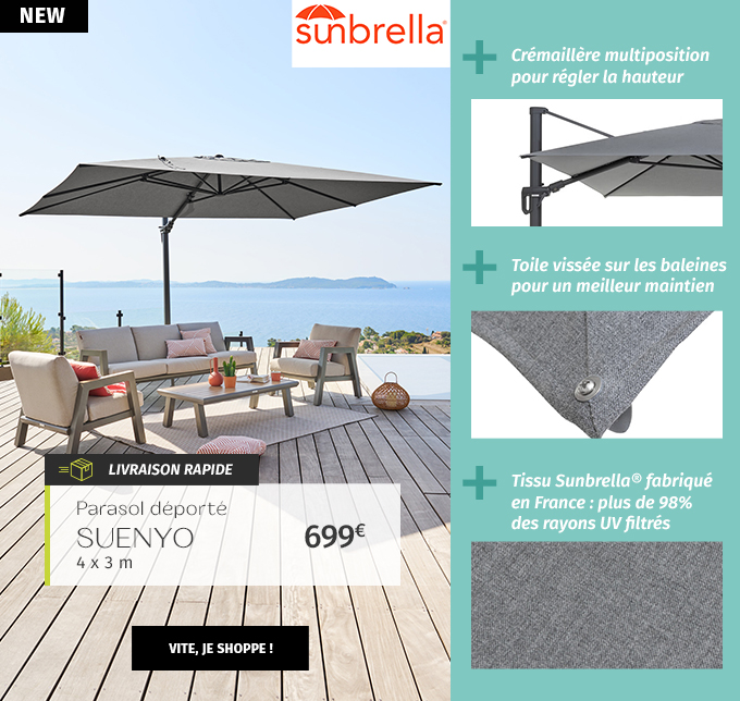 Parasol déporté SUENYO Sunbrella® Anthracite