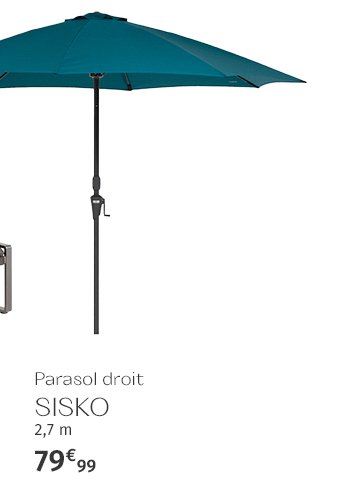 Parasol droit rond SISKO Bleu canard