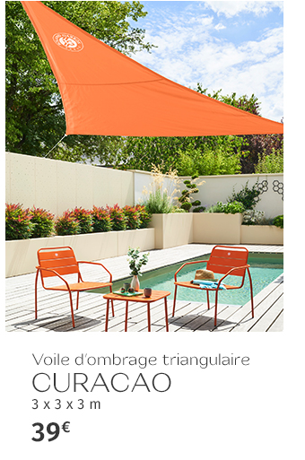 Voile d'ombrage triangulaire CURACAO Terre battue