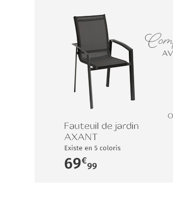 Fauteuil de jardin empilable AXANT Anthracite & Graphite