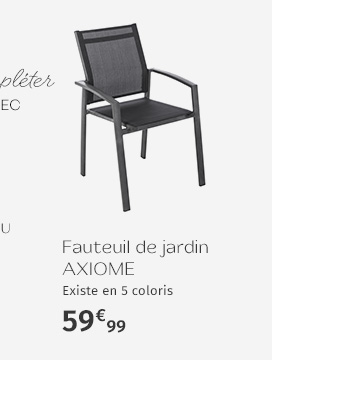 Fauteuil de jardin empilable AXIOME Poivre & Graphite