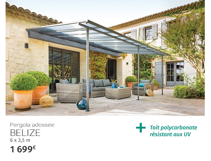 Pergola adossée BELIZE Graphite