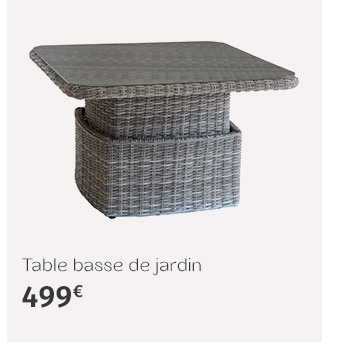 Table basse de jardin carrée relevable MOORÉA Terre d'ombre