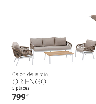 Salon de jardin ORIENGO Taupe & Blanc