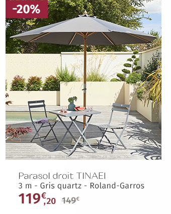 Parasol droit rond TINAEI Gris quartz