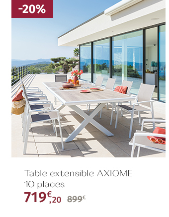 Table de jardin extensible AXIOME Sépia & Blanc