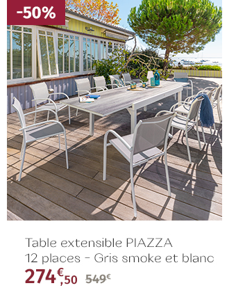 Table de jardin extensible PIAZZA Gris smoke & Blanc