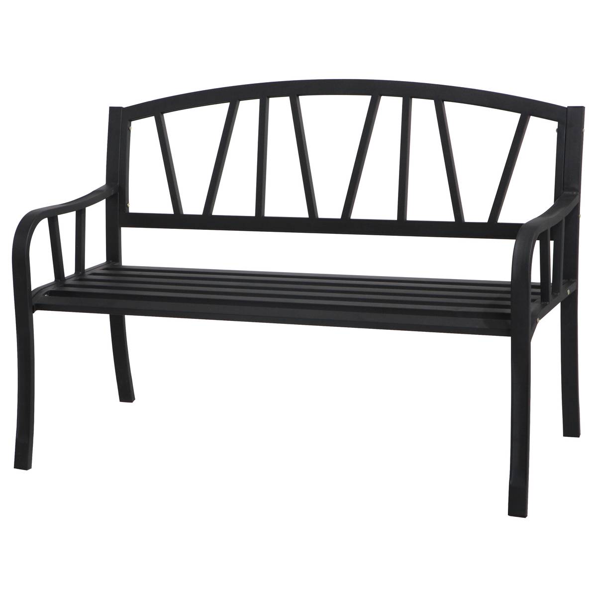 Banc de jardin ALVERNIA Noir 3 places - Acier traité époxy, Traitement antirouille renforcé Hespéride