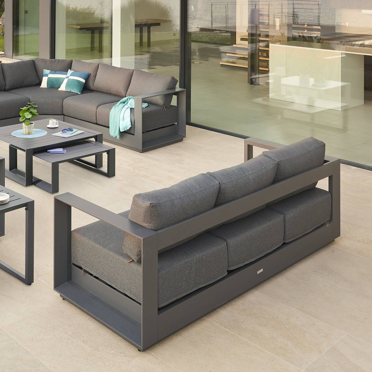 Canapé de jardin ALLURE Graphite   Gris zebrano 3 places - Aluminium traité époxy, Polyester Hespéride