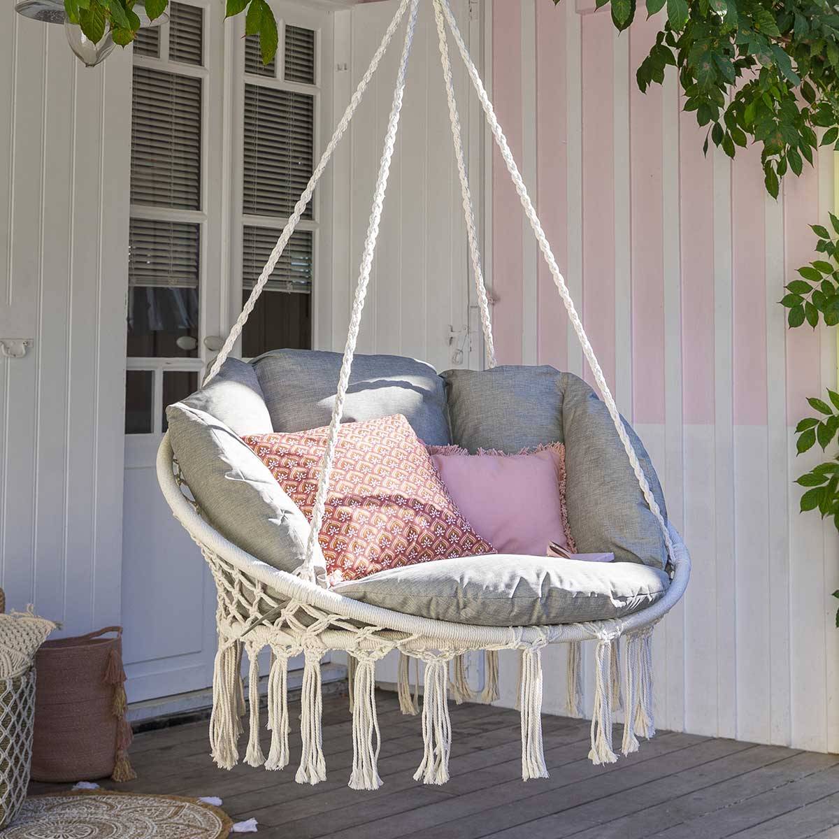 Chaise de détente suspendue CORDESSA Noisette Acier traité époxy, Polyester Hespéride