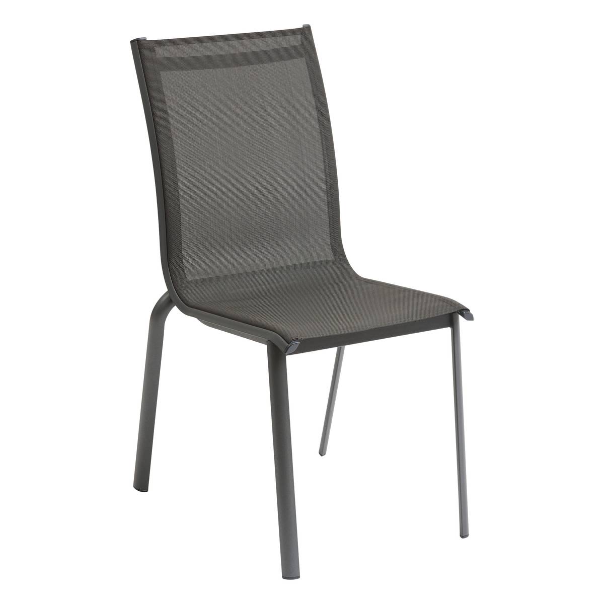 Chaise de jardin empilable AXANT Anthracite   Graphite Aluminium traité époxy, Texaline Hespéride