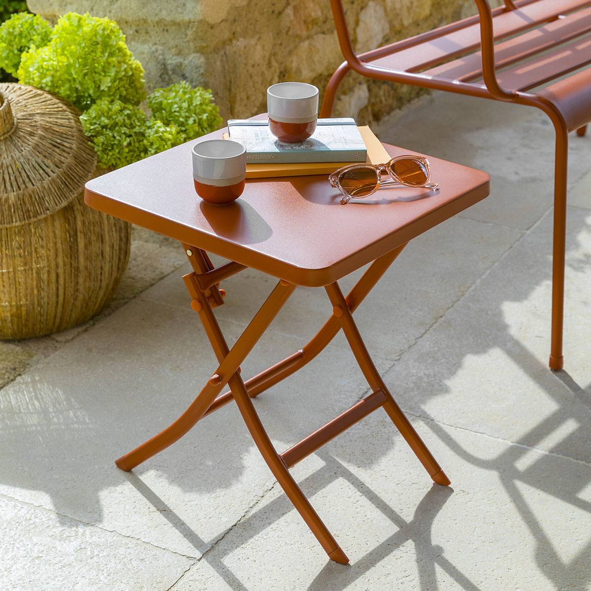 Table d'appoint de jardin carré GREENSBORO Ambre 40 x cm - Acier, Traitement anti-rouille renforcé Hespéride