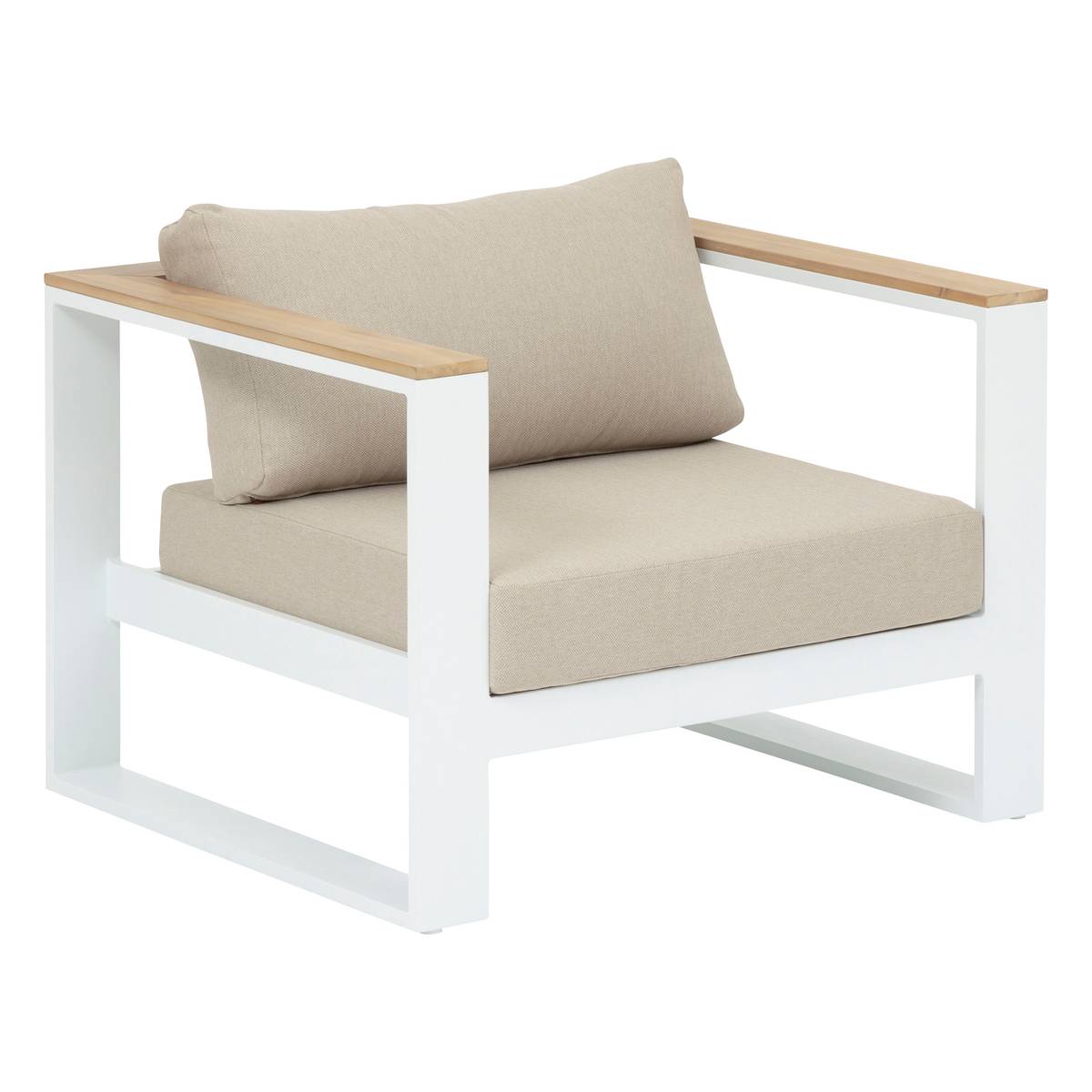 Fauteuil de salon jardin EMPERIA Beige zébrano, Blanc   Acacia Aluminium traité époxy, Polyester Hespéride