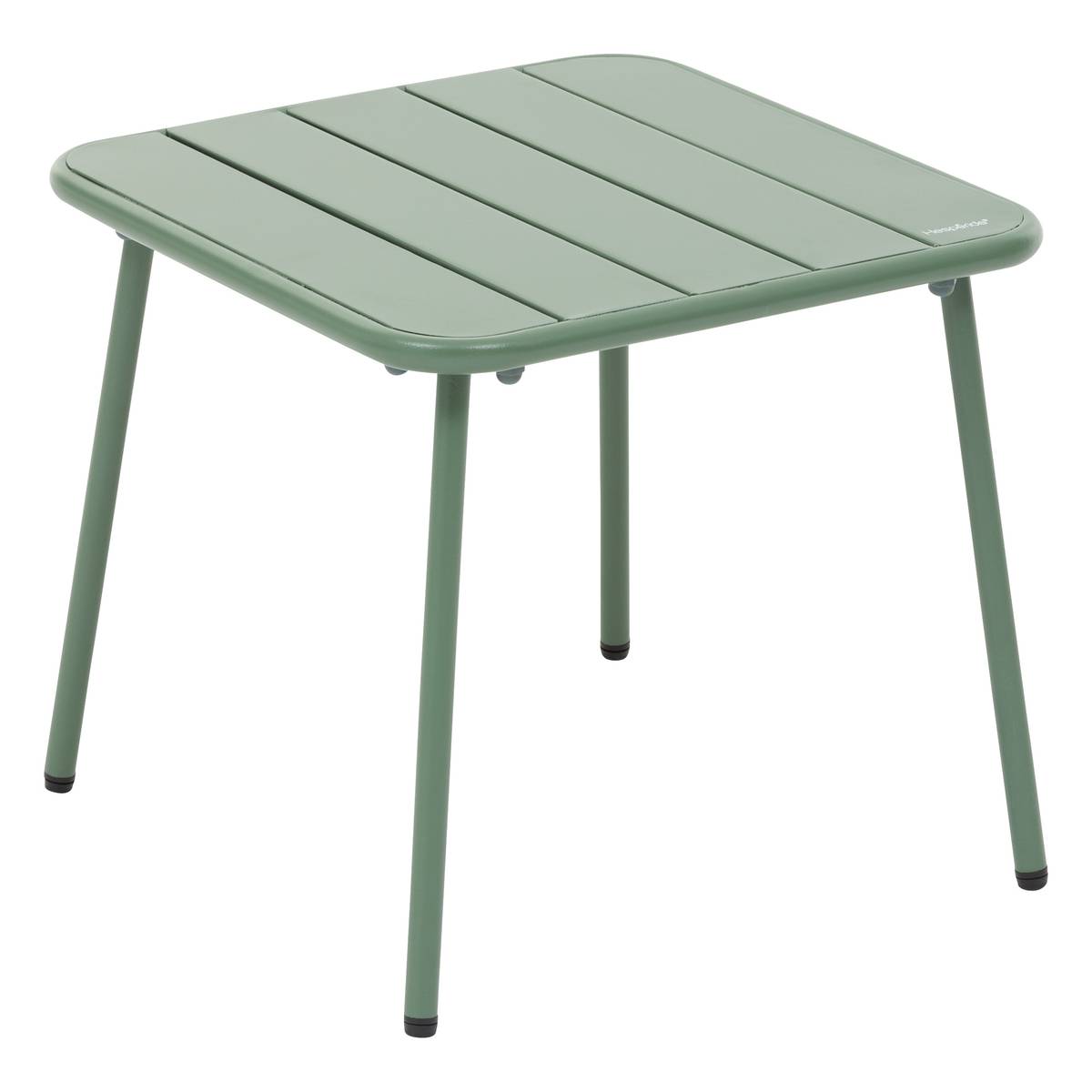 Table basse de jardin carré PHUKET Vert olive 45 x 41 cm - Acier traité époxy Hespéride