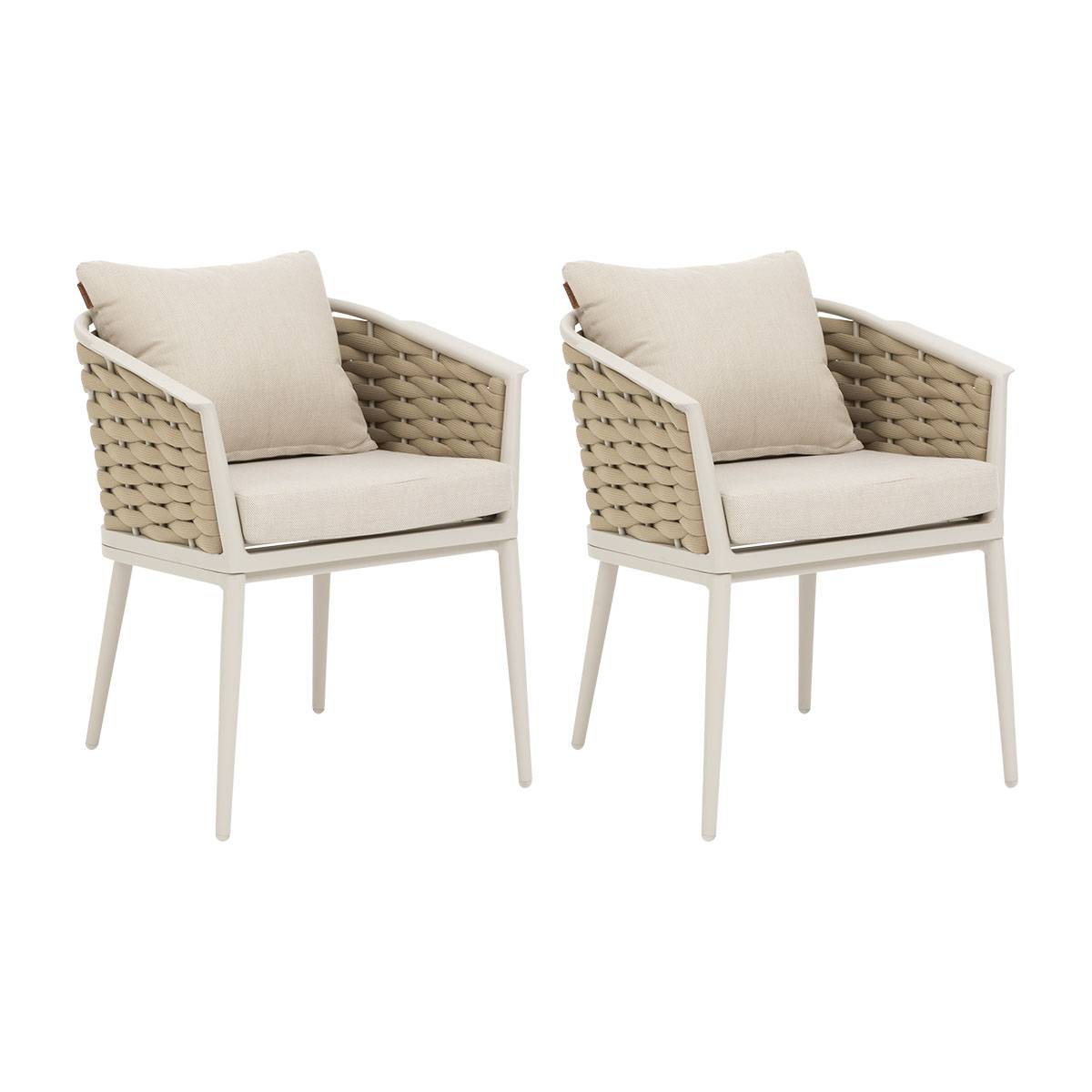 Lot de 2 fauteuils jardin YCONIA Beige   Argile Aluminium traité époxy, Polyester Hespéride