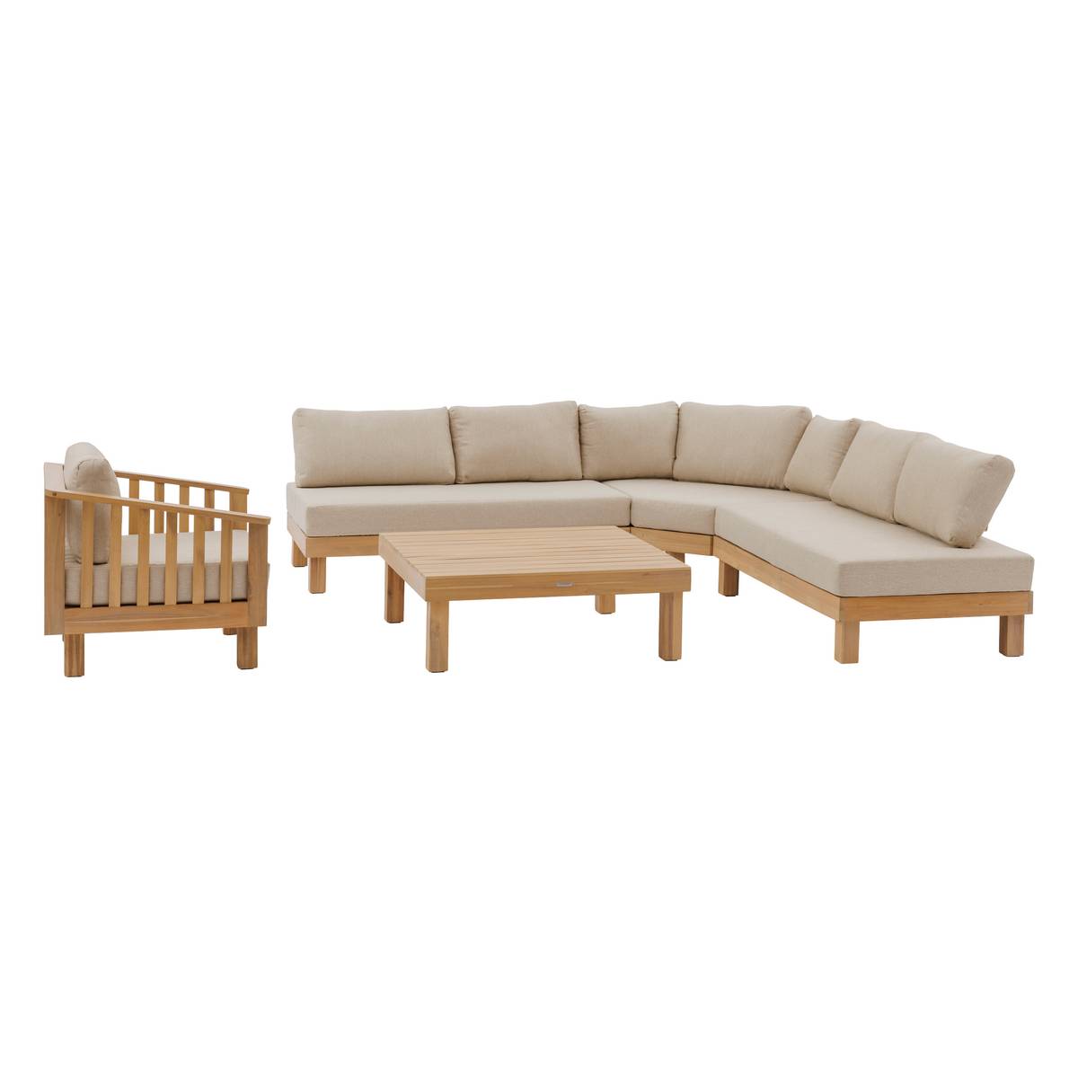 Salon de jardin XENIA Acacia 6 places - certifié FSC®, Polyester Hespéride