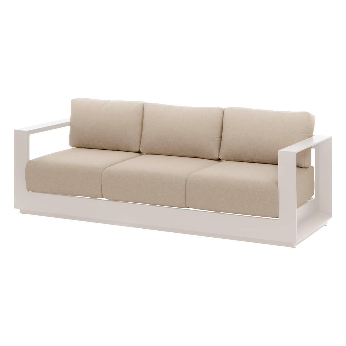 Canapé de jardin ALLURE Avoine / Beige Zébrano 3 places - Aluminium traité époxy, Polyester Hespéride