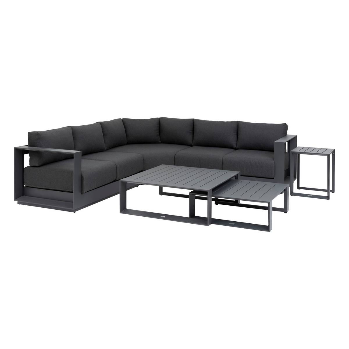 Salon d'angle de jardin ALLURE Graphite 5 places - Aluminium traité époxy, Polyester Hespéride