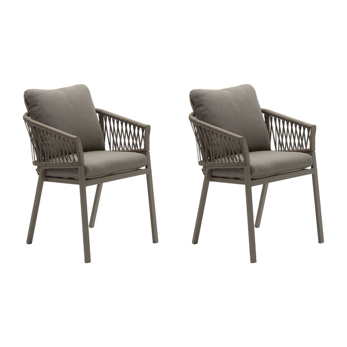 Lot de 2 fauteuils jardin ORIENGO Macchiato / Café Aluminium traité époxy, Polyester Hespéride