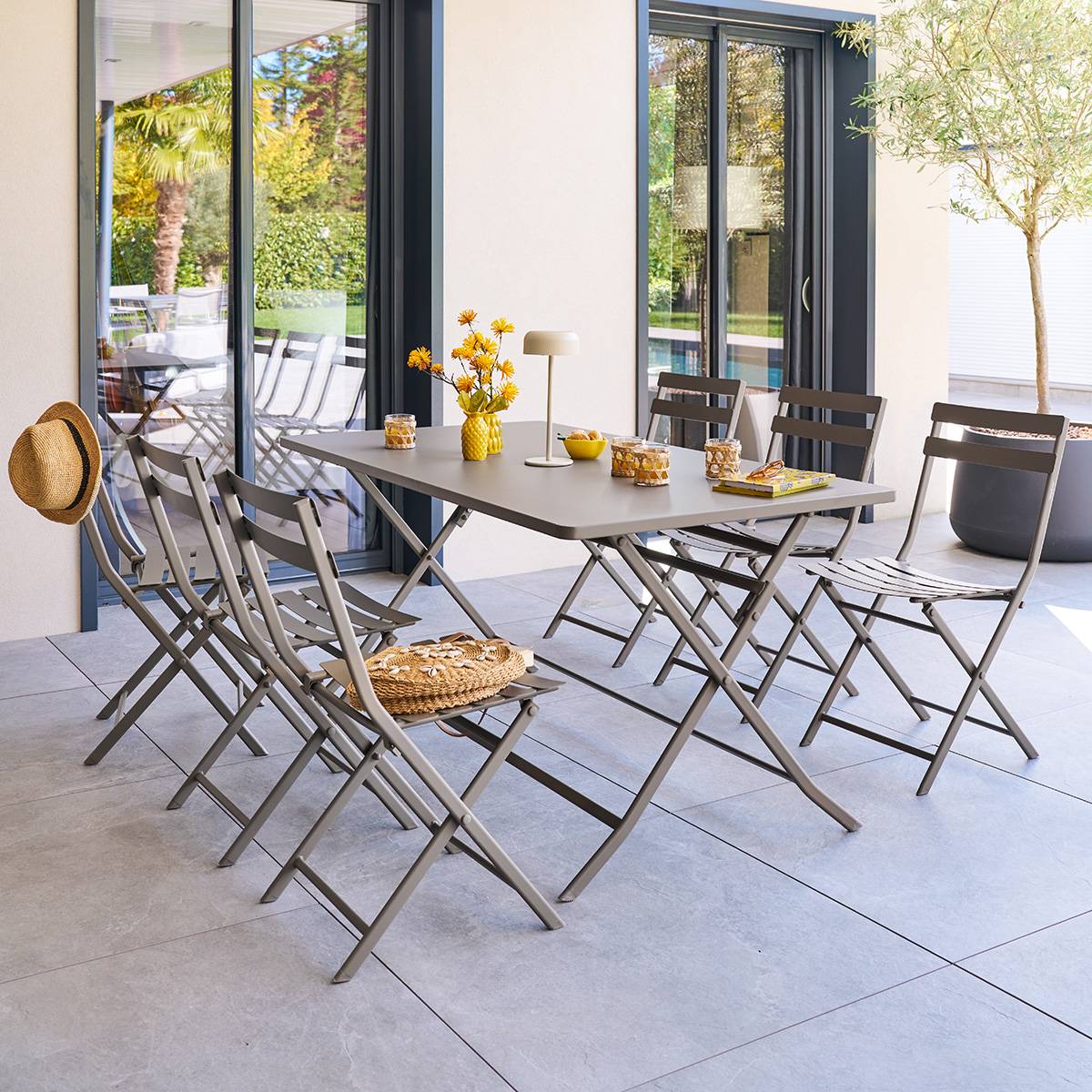 Greensboro Folding Balcony Table 6-Seater Coffee Steel Hespéride