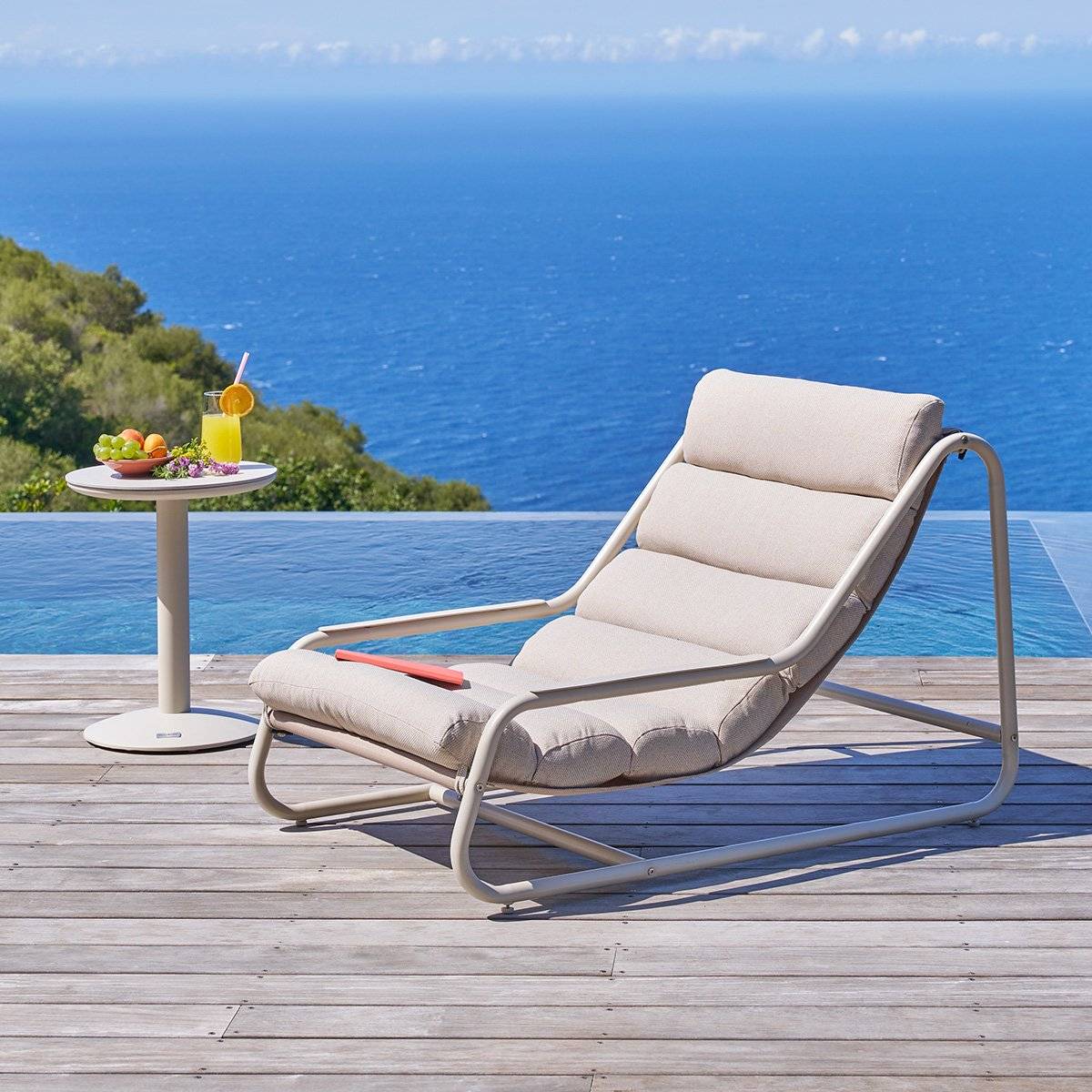 Fauteuil de jardin CELESTAM Argile Acier traité époxy, Traitement anti-rouille renforcé, Texaline Hespéride