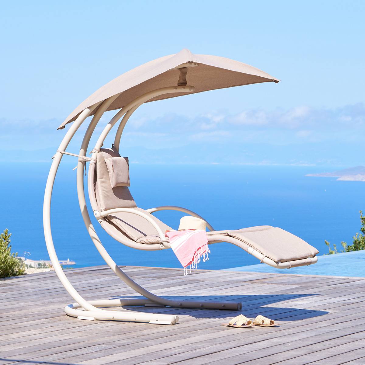 Transat MEORIA Beige / Argile Texaline, Acier traité époxy, Aluminium époxy Hespéride