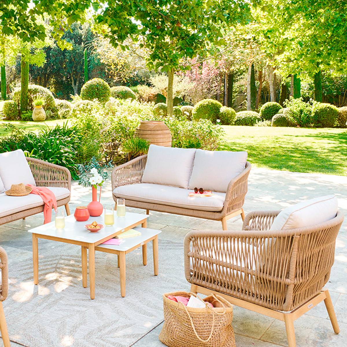 Canapé de jardin ORISSA Taupe 2 places - Polyester, Acier Hespéride