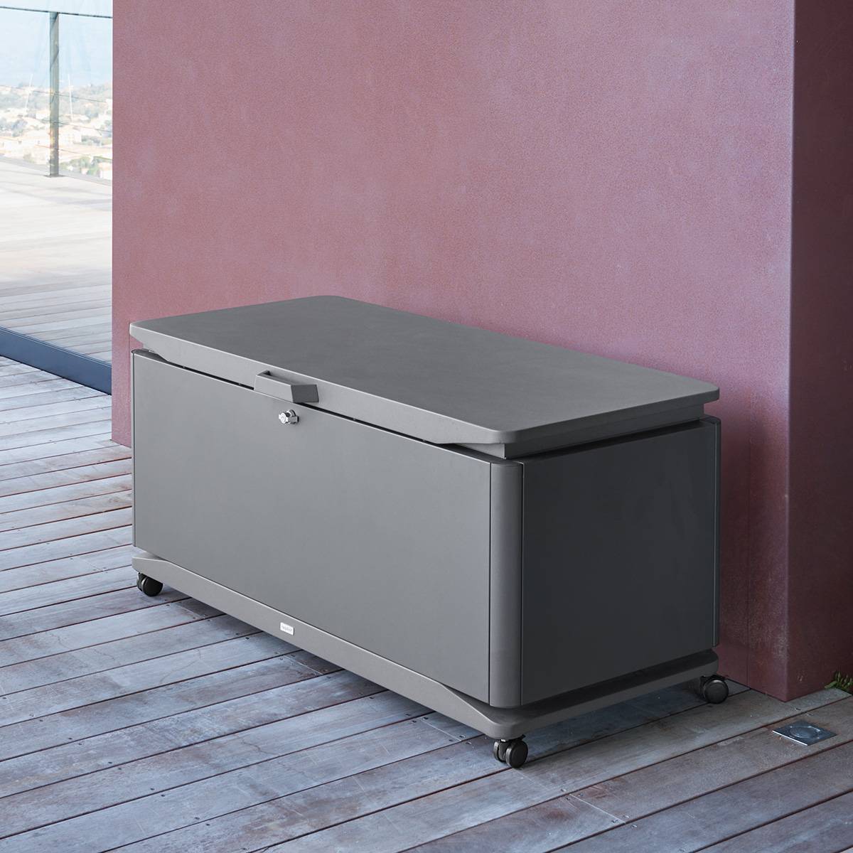 Coffre de rangement ALUMIA Graphite 350L - Acier, Aluminium Hespéride - 132 x 60 x 67 cm