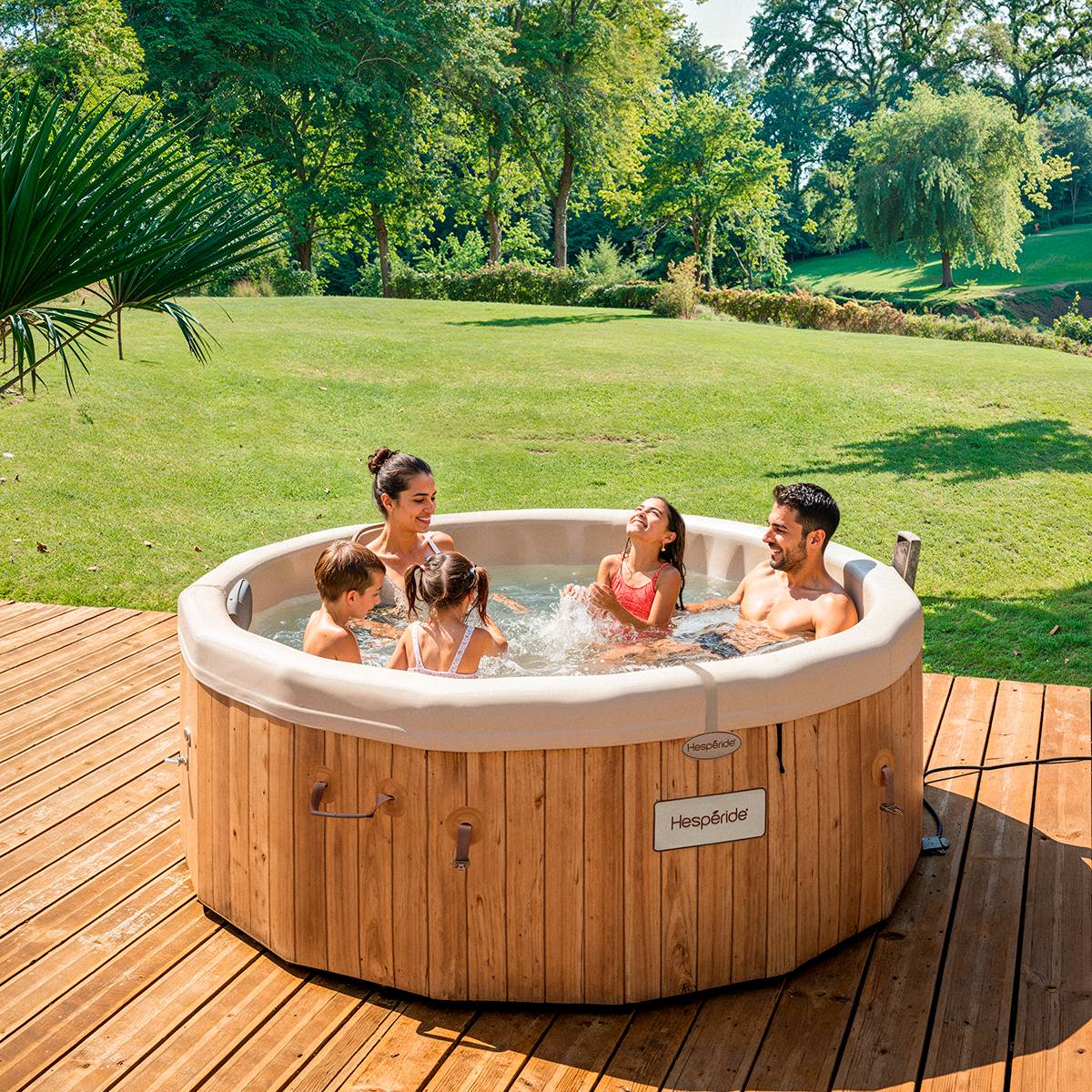 Spa semi-rigide NORDIK Effet bois/Argile 5 places - Polyethylène, PVC Hespéride